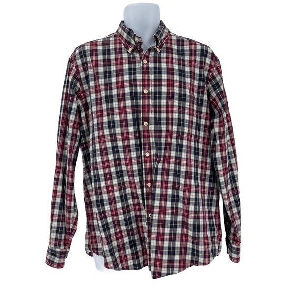 Nautica Mens Sanded Poplin Plaid Button Down Shirt Size L - Picture 1 of 6